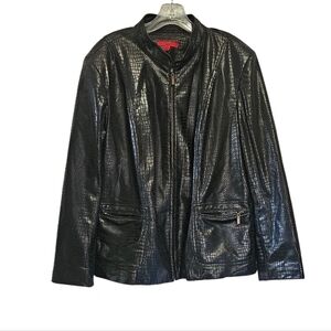 Joni B women's lined black faux reptile / alligator polyester zip front jacket